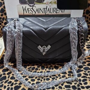 Valentino Black Quilted Shoulder Bag with Chain Strap